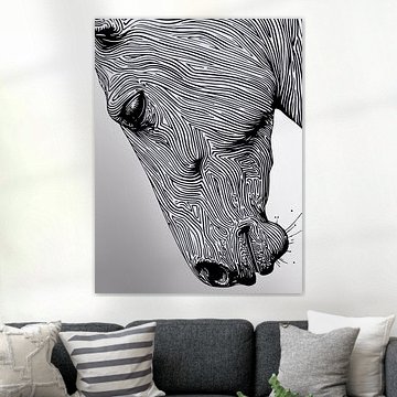 Flow of the Wild - Minimalistische lijn Art Paarden Muurprint