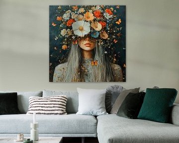 Vrouw met bloemen van Blikvanger Schilderijen