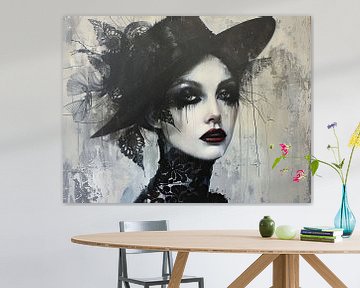 Elegante Vrouw van Abstract Schilderij