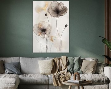 Gouden Bloemen | Whispers of Elegance van Zen en Meer