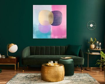 Goud Roze | Abstracte Gouden en Paarse Cirkels van Modern Collection