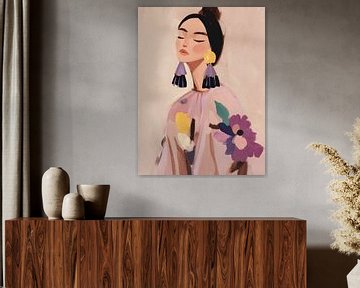 Modern portret in pastelkleuren van Carla Van Iersel