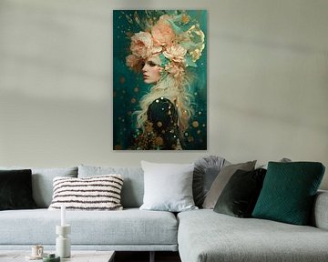 Bloemenportret geïnspireerd door Klimt no.1 van Studio BB