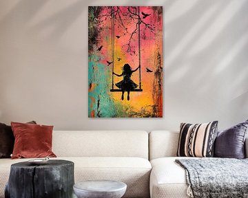 Schommelen in avondlicht no.2 van Studio BB