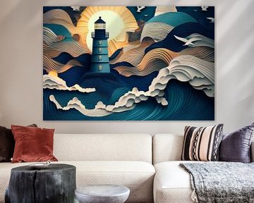 Un phare dans une mer agitée sur Jörg B. Schubert