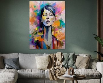 Modernes farbiges Porträt einer Frau von Studio Pieternel