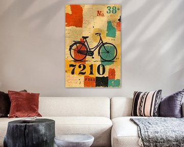 TypoFiets - retro collage with newspaper, colour and nostalgia by Marijke Trienekens