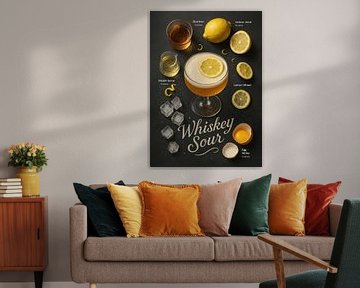 Whiskey Sour Poster - Bourbon Citrus Crème Cocktail van Lootprint