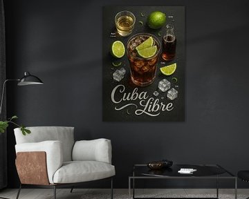Cuba Libre Poster - Klassieke rum, cola en limoen van Lootprint