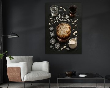 White Russian Poster - Romige Retro Wodka Dessert Cocktail van Lootprint