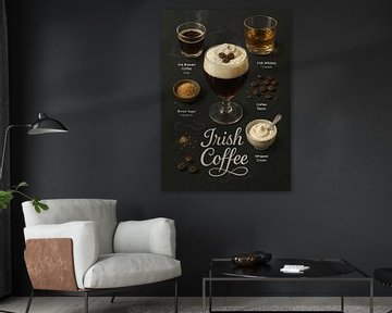 Irish Coffee Poster - Whiskey Espresso Cream Cocktail van Lootprint