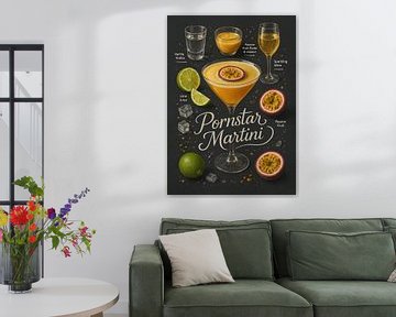 Pornstar Martini Poster - Passievrucht en Wodka Cocktail van Lootprint