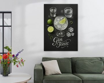 Gin Tonic Poster - Klassieke cocktail met citrusvruchten van Lootprint