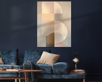 Geomatrische vormen in zachte kleuren van Japandi Art Studio