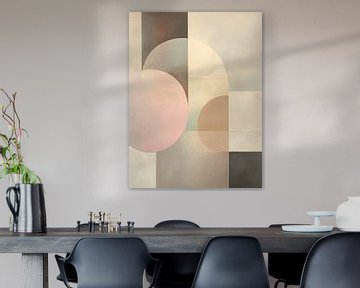 Geomatrische vormen in zachte kleuren van Japandi Art Studio