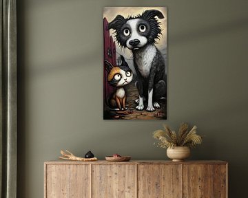 chien - chat - dessin animé sur Gelissen Artworks