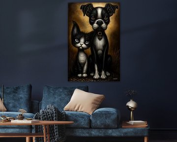 Hund - Katze - Cartoon