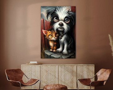 Hund - Katze - Cartoon