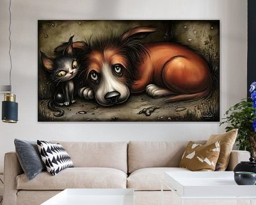 Hund - Katze - Cartoon
