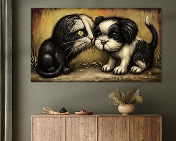 Hund - Katze - Cartoon