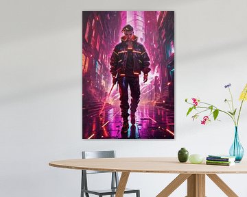 Cyberpunk krijger met zwaard van MIROKKU