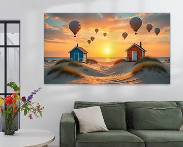 Magie op het strand met kleurrijke ballonnen van Jean Pierre