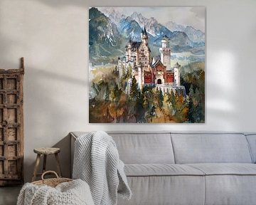 castle mountains watercolour forest fairy tale magic dream world by gm_designs