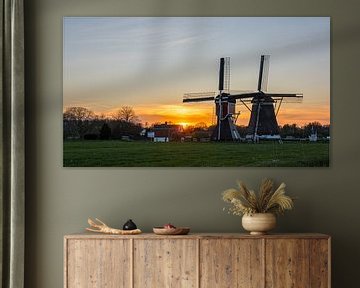 Zonsondergang bij de molens in Oud-Zuilen van Roland Vaandrager