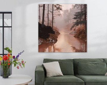 Forest Brook in Silence - Mysticism in Pink and Orange by Karina Brouwer