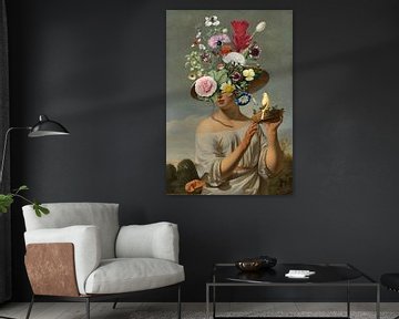 Woman in a Large Floral Hat van Marja van den Hurk