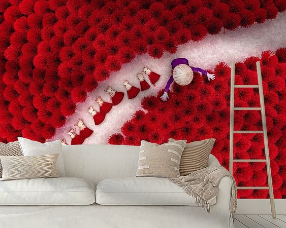 Voorbeeld van het werk in een kamer