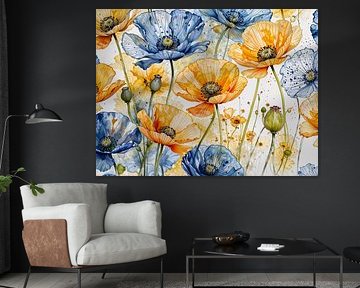 Tanz der Mohnblumen - Orange und Blau in Harmonie