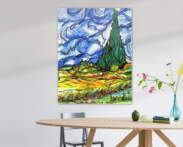 Der Zypressenbaum. Inspiration Vincent van Gogh ( 1 ) von Ineke de Rijk