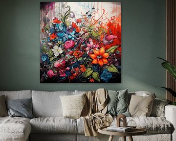 Graffiti boeket stedelijk dynamisch contrast straatkunst van gm_designs