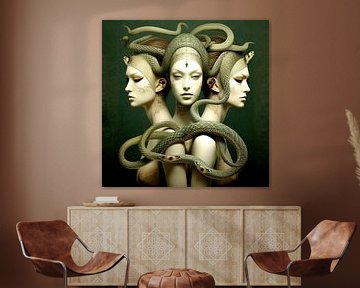 Drie medusa slangen albast jade groen mystiek surrealistisch van gm_designs