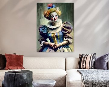 Jonge vrouw Columbine theater historisch kostuum verleidelijk van gm_designs
