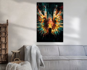 Neon abstract lionfish kunstwerk van Art & Soul Creations