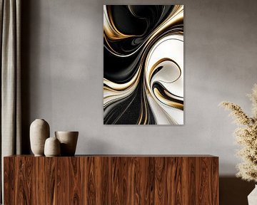 Abstract shapes in black and gold by Art & Soul Creations
