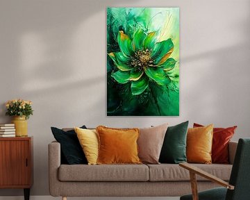 Fleur abstraite avec accents dorés sur Imperial Art House
