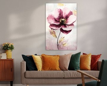 Abstracte bloem met goudaccenten van Imperial Art House