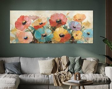Bloemen | Abstract Veld met Kleurrijke Bloemen van De Mooiste Kunst