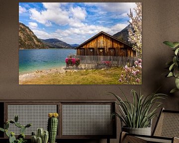 idyllic boathouse on Lake Achensee,Tyrol. idyllic boathouse on Lake Achensee,Tyrol. hangar á bateaux idyllique e sur le lac Achensee,Tyrol by Christina Bauer Photos