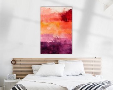 Kleurrijke abstracte zonsondergang schildering van Art & Soul Creations
