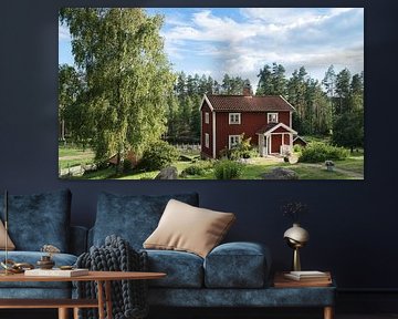 Traditional Swedish red house in Smaland.  Sweden by Martin Köbsch