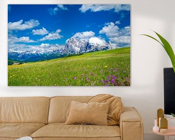 Alpe di Siusi panorama in de Dolomieten tijdens de lente
