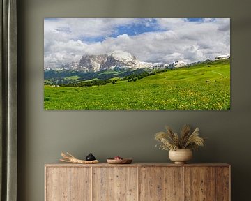 Alpe di Siusi panorama in de Dolomieten tijdens de lente