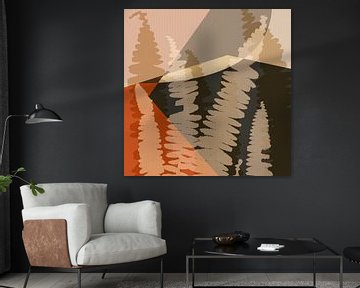 Varensbladeren in beige, oranje, grijs. van Dina Dankers