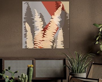 Varenbladeren in terra, grijs, taupe. van Dina Dankers