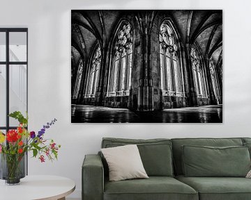 Kloostergang Dom, Utrecht (zwart wit) van Lex Schulte