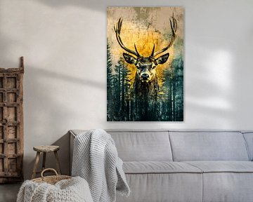 Abstract portret van een hert van Art & Soul Creations